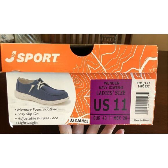 J SPORT - NWTIB - L Sz 11 “Wenden” Casual Slip-On Shoes/Navy Canvas/Rubber Soles - Picture 3 of 14